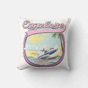 Explore travel logo throw pillow