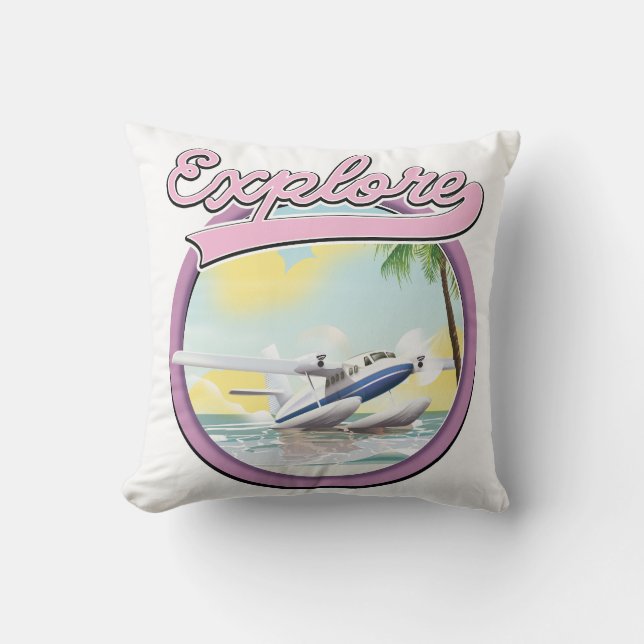 Explore travel logo throw pillow (Front)