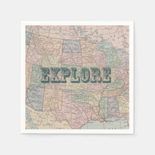 Explore Travel Quote Napkin