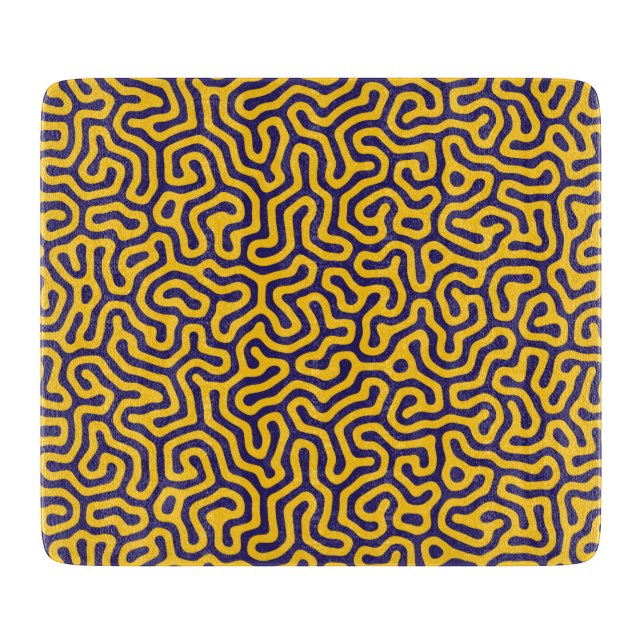 Explore Vibrant Abstract Patterns in Dark Purple Cutting Board (Front)