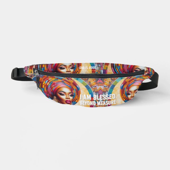 Explore with Confidence: I Am Blessed Stylish Back Fanny Pack (Front)