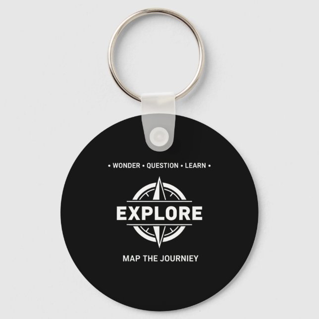 Explore Wonder Question Learn Map The Journey  Keychain (Front)