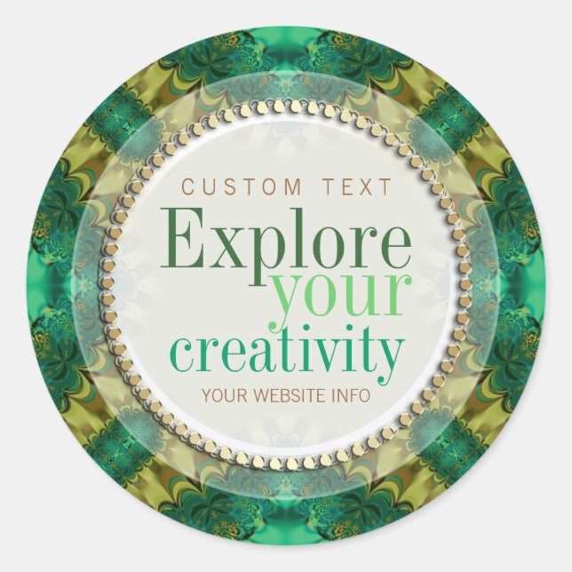 Explore Your Creativity  Green Fractals Sticker (Front)