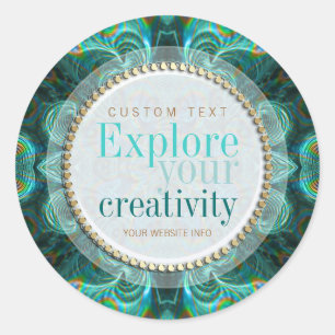 Explore Your Creativity Teal Fractals Sticker