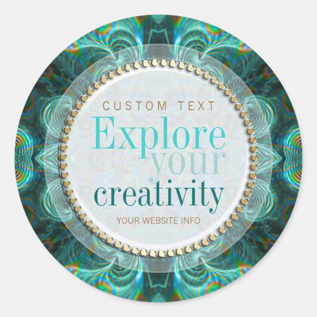 Explore Your Creativity Teal Fractals Sticker (Front)