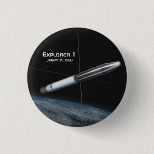 Explorer 1 Earth Satellite Inch Round Button