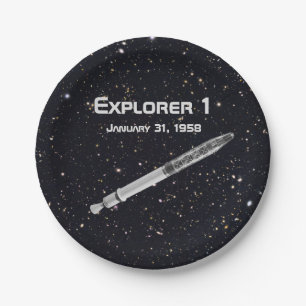 Explorer 1 Satellite Starry Sky Paper Plate