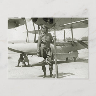 Explorer Byrd and Seaplane: early 1900s Postcard