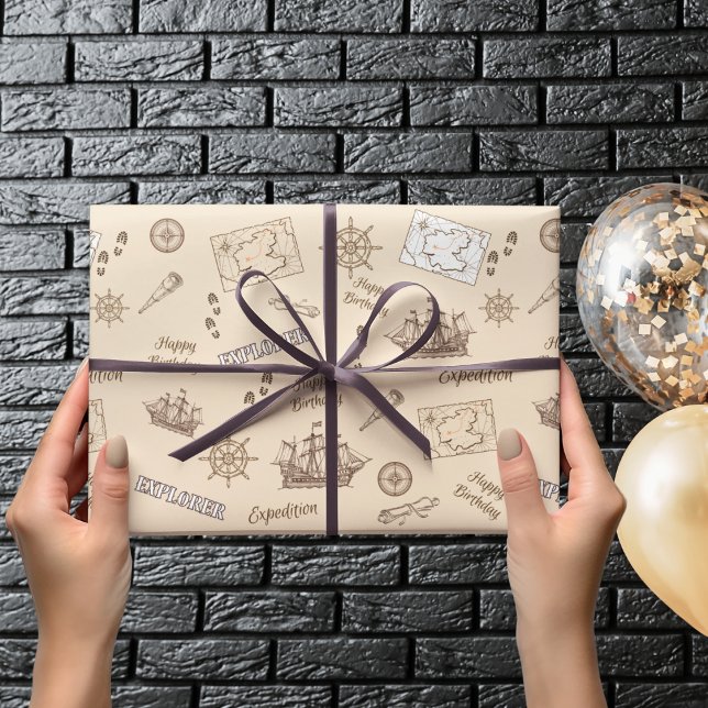 Explorer Expedition Birthday Wrapping Paper (Creator Uploaded)