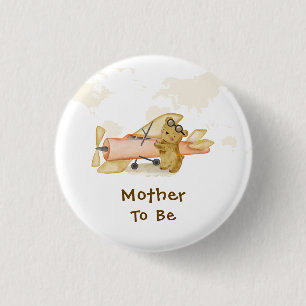 Explorer Map Airplane Mother To Be Baby Shower 1 Inch Round Button