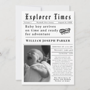 Explorer Times Newborn Birth Announcement