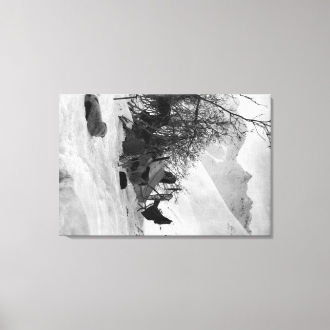 Explorer's Tent and Belongings at Camp Site Canvas Print (Front)