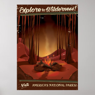 Explorez le désert ! Affiche de feu de camp