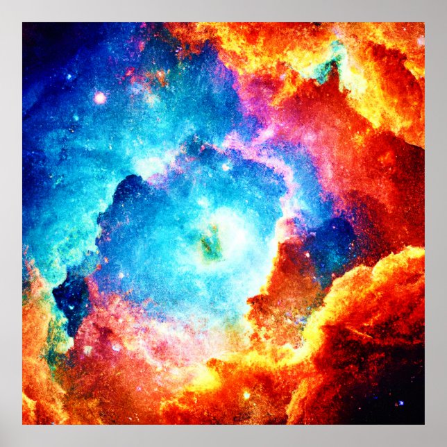 Exploring Colourful Nebula Art Poster (Front)