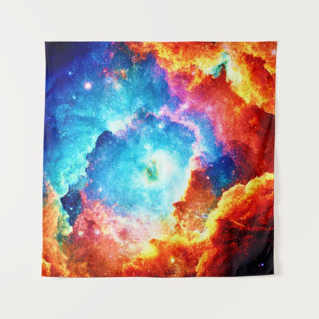 Exploring Colourful Nebula Art Tapestry (Front)