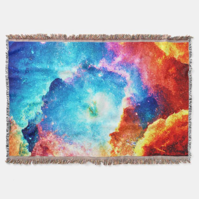 Exploring Colourful Nebula Art Throw Blanket (Front)