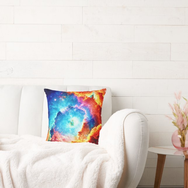 Exploring Colourful Nebula Art Throw Pillow (Couch)