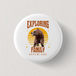 Exploring Family Bear Vintage Vacation Adventure 1 Inch Round Button