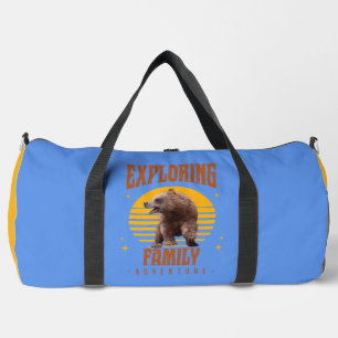 Exploring Family Bear Vintage Vacation Adventure Duffle Bag