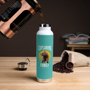 Exploring Family Bear Vintage Vacation Adventure Water Bottle