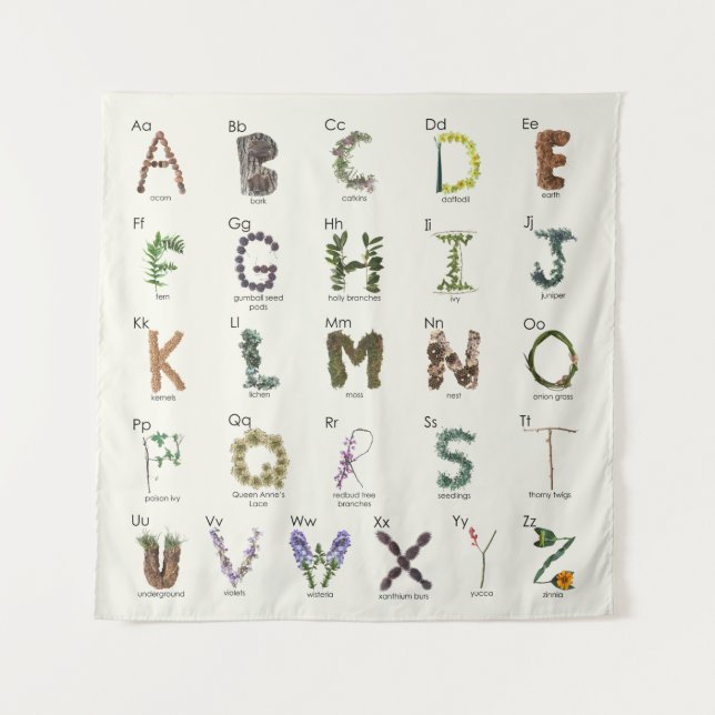 Exploring Nature Alphabet | Woodland ABC Tapestry (Front)