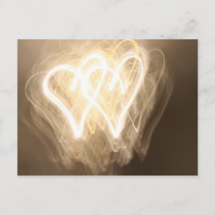 Exploring the light: hearts postcard