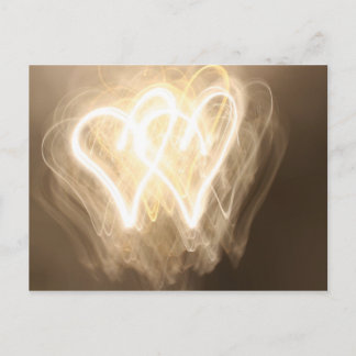 Exploring the light: hearts postcard