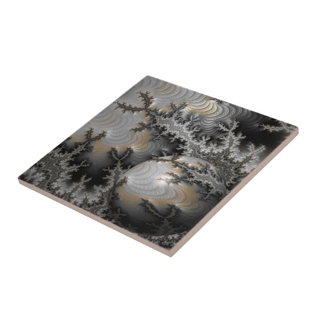 Exploring the Mandelbrot Realm Ceramic Tile (Side)
