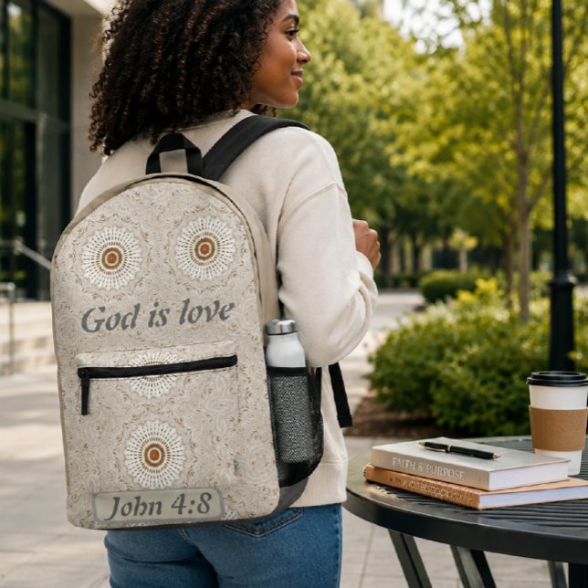 Exploring the Nature of God: Insight from John 4:8 Printed Backpack (Carry faith with you daily through this elegant John 4:8 backpack inspired by God’s love. ✨)