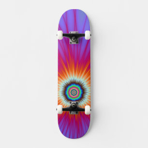 Explosion de skateboard en bleu rose et rouge
