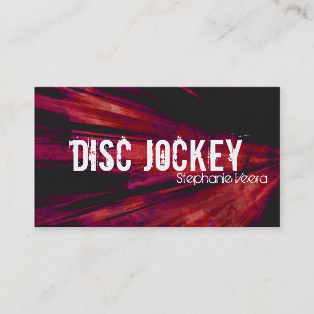 Explosion Disc Jockey Music Business Card - Red (Front)