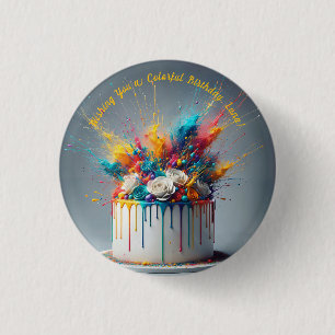 Explosion of Joy – Happy Birthday Cake 1 Inch Round Button