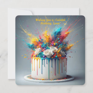 Explosion of Joy – Happy Birthday Cake Invitation