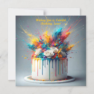 Explosion of Joy – Happy Birthday Cake Magnetic Invitation