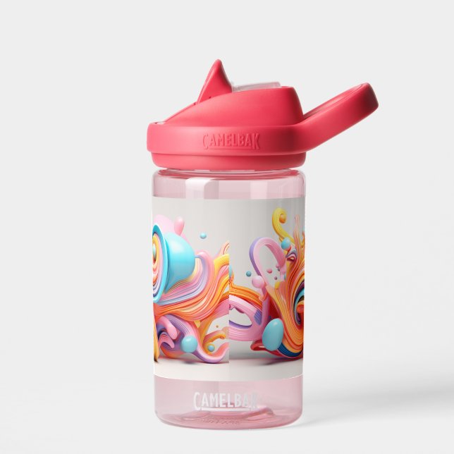 Explosion of pastel-coloured forms water bottle (Left)