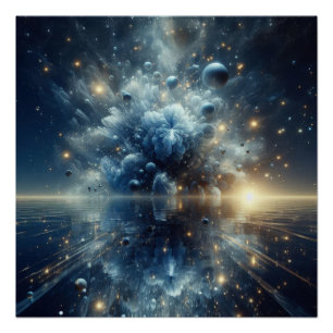 Explosion Of Pure Clean Water On A Blue Lake Poster