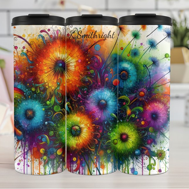 Explosive Colourful Dandelion Abstract Splatter Thermal Tumbler (Creator Uploaded)