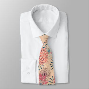 Explosive Fireworks Illustration Tie