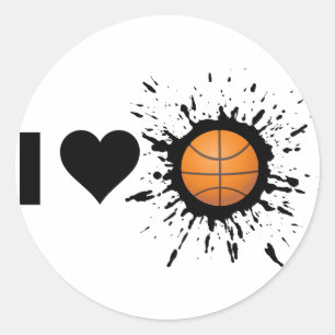 Explosive I Love Basketball Classic Round Sticker