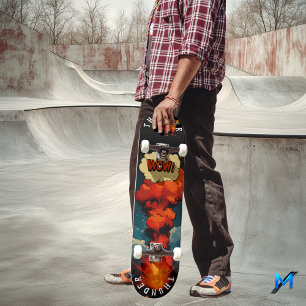 Explosive Pop Art - Bold Comic Style, Retro Impact Skateboard