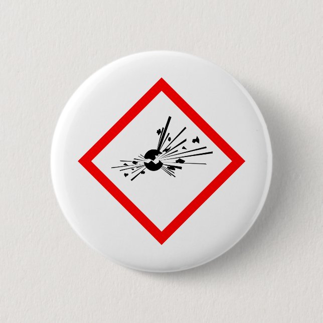 Explosive Warning Sign 2 Inch Round Button (Front)