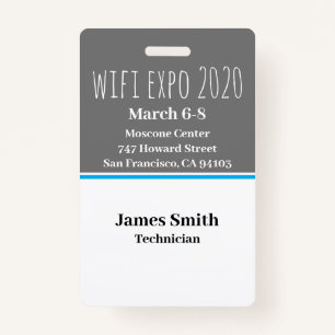 Expo ID Vertical Grey, White & Blue Badge
