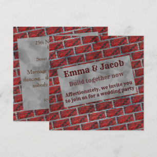 Exposed red brick wall effect invitation