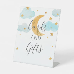 Expositor En L Moon & Stars Baby Shower Cards and Pedestal Sign
