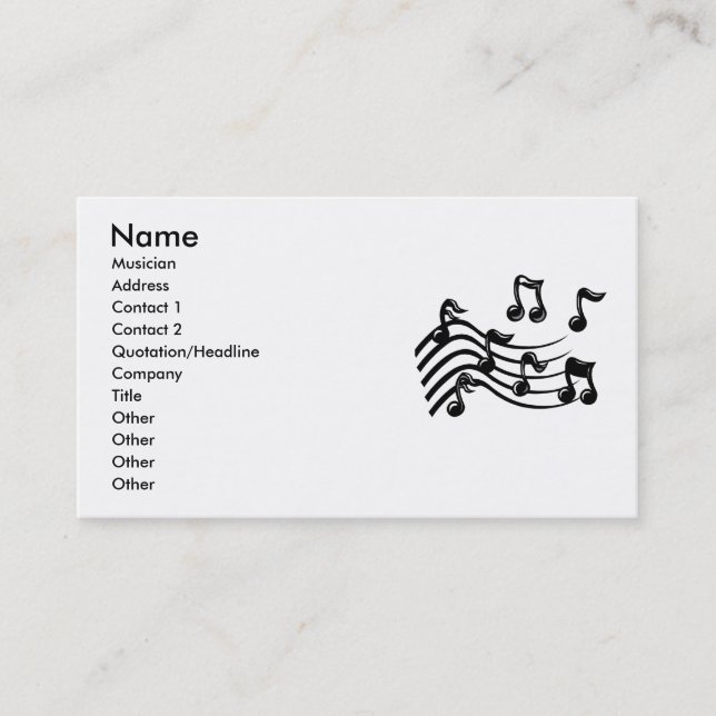 EXPRESS BUSINESS CARDS FOR BAND & MUSICIANS, MUSIC (Front)