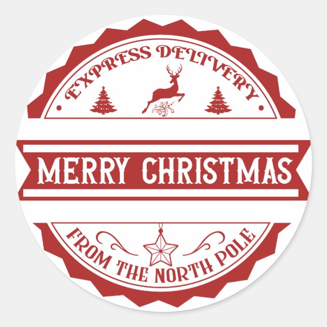 Express Delivery from the North Pole  Classic Round Sticker (Front)