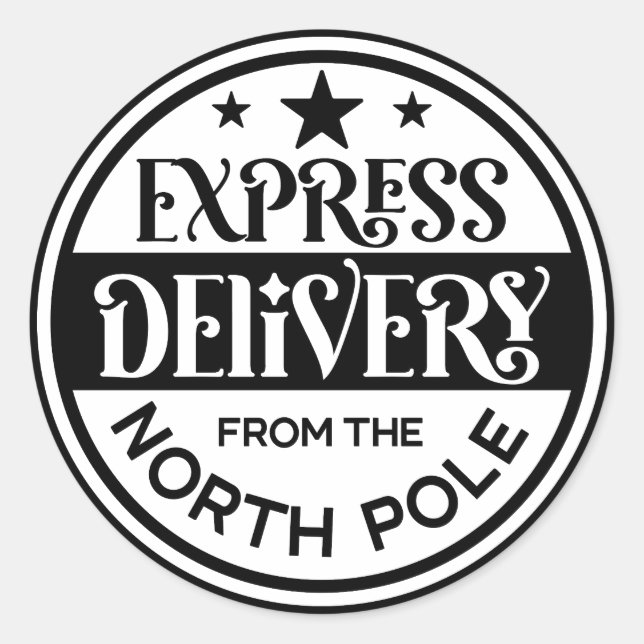 Express Delivery from the North Pole Classic Round Sticker (Front)