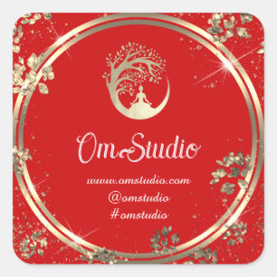 Express Gratitude with Yoga Mindfulness Shop Gold  Square Sticker