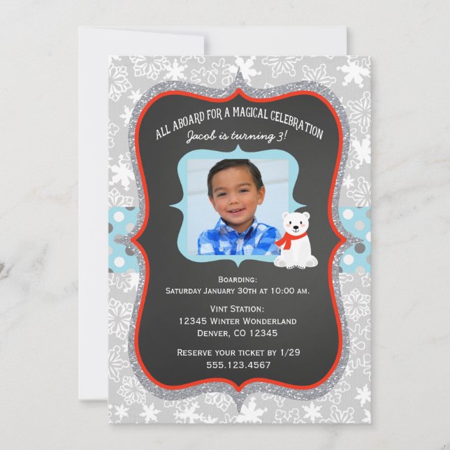 Express polaire Photo Boy Invitation d'anniversair (Devant)