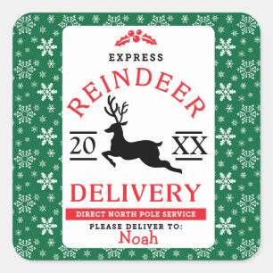 Express Reindeer Delivery Personalized Gift Square Sticker